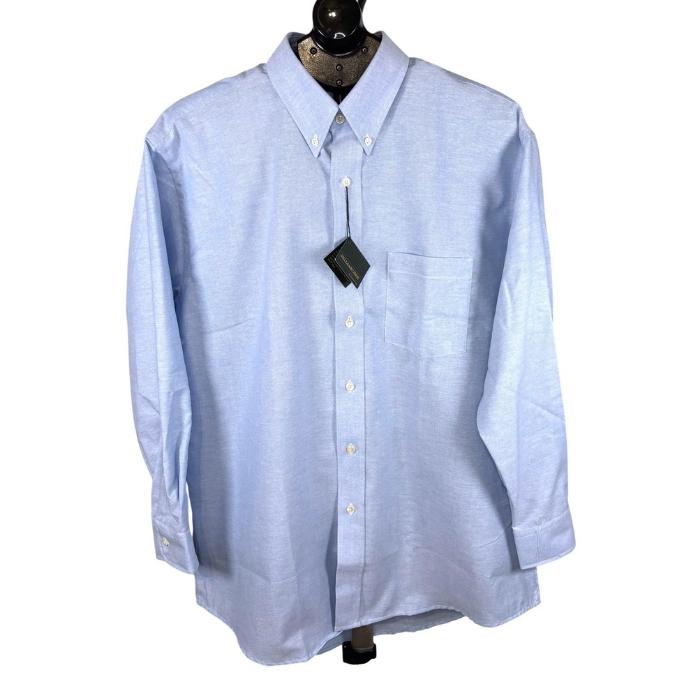 Hill & Archer Mens Light Blue Wrinkle Free Button Down Dress Shirt 16.5 32/33